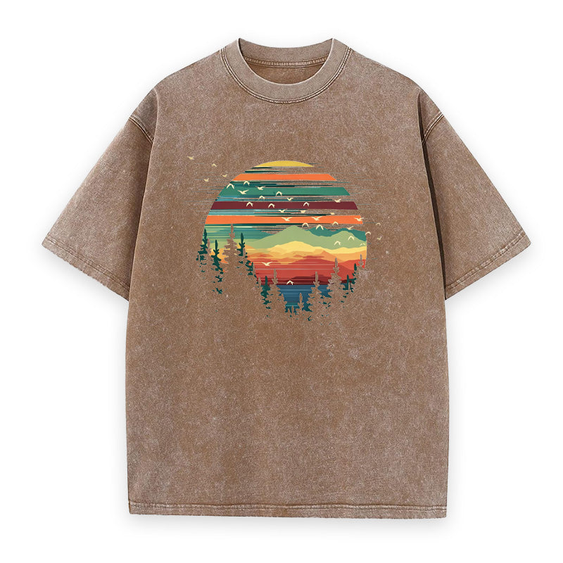 Retro Forest Sunset Unisex Tee