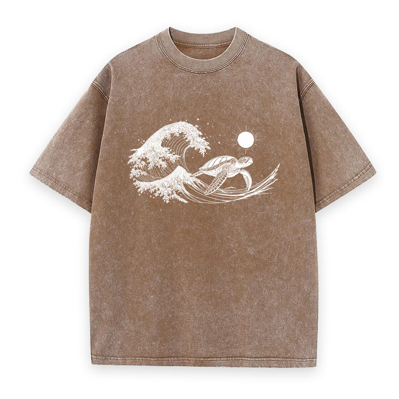 Ocean Turtle & Sunlit Waves Unisex Tee