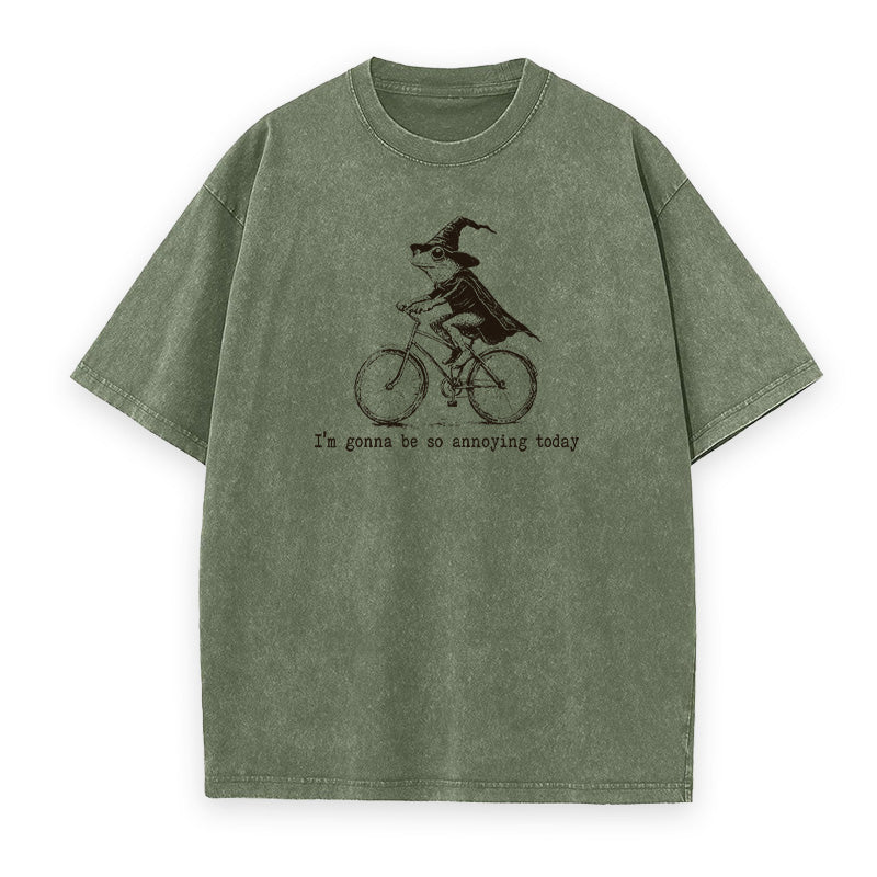 Funny Frog Wizard Riding A Bicycle Unisex Tee