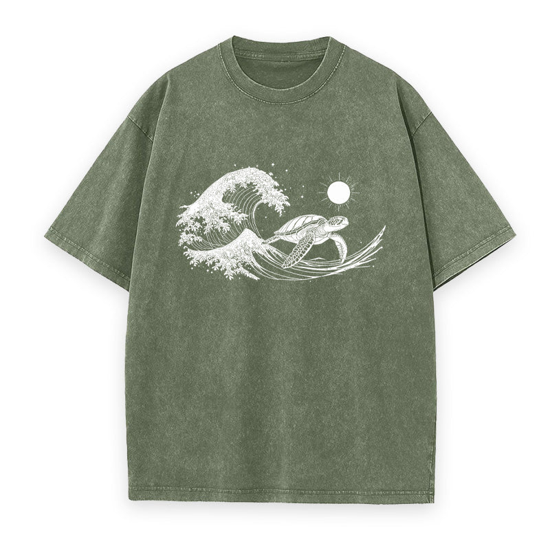 Ocean Turtle & Sunlit Waves Unisex Tee