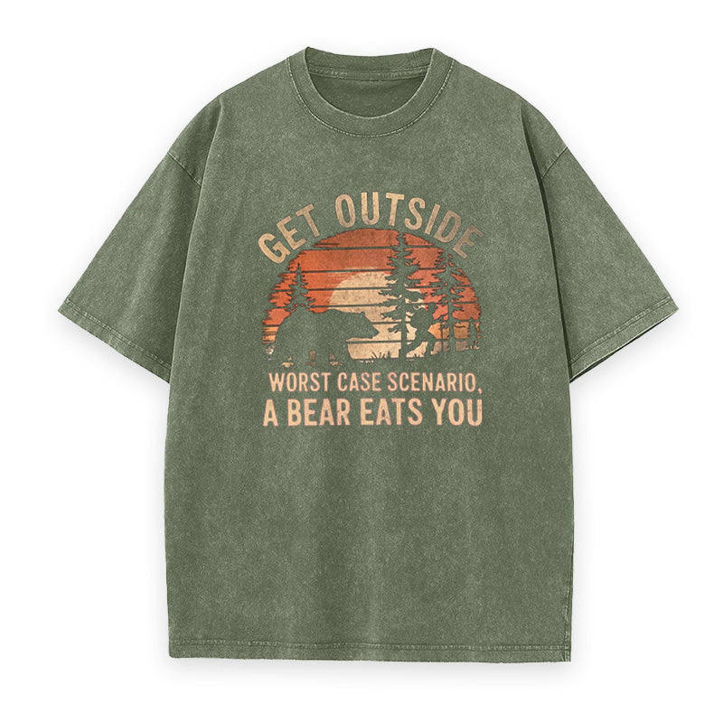 Get Outside Worst Case Scenario Funny Bear Unisex Tee