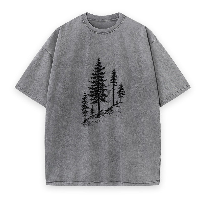 Pine Tree Forest on Mountain Side Unisex Tee