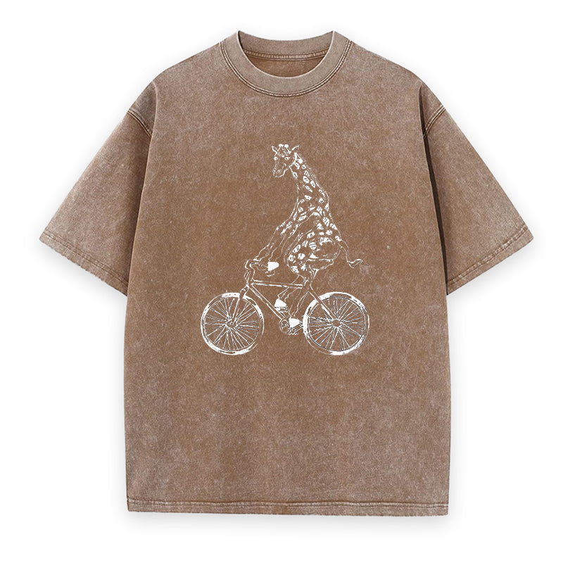 Giraffe on a Bike Unisex Tee