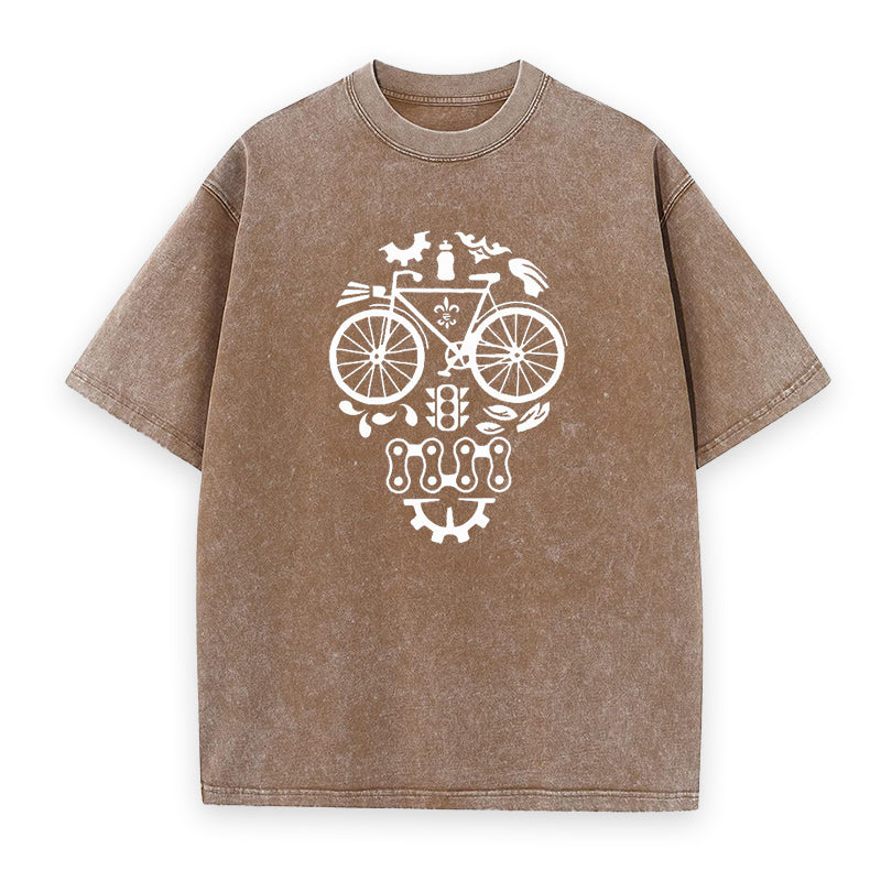 Bicycle with a skull face design Unisex Tee