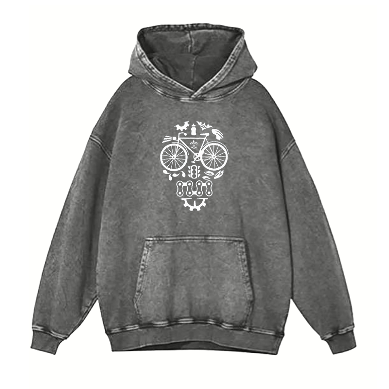 Bicycle with a skull face design hoodies