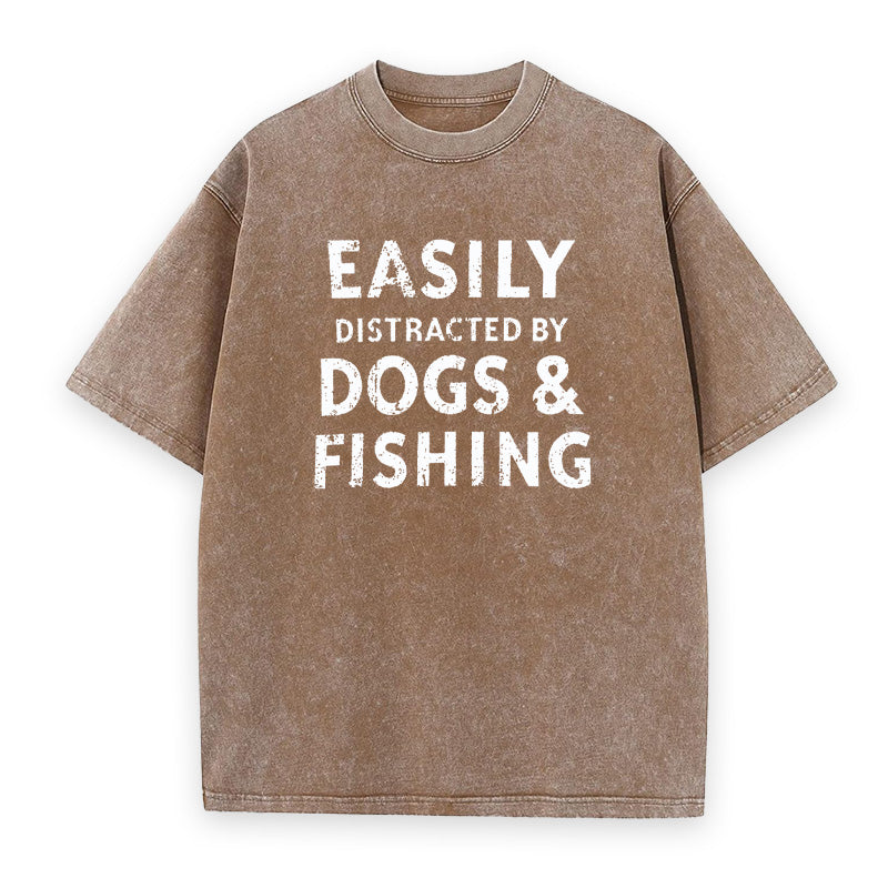 Easily Distracted By Dogs and Fishing Unisex Tee