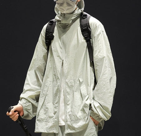 Men’s Ice Silk UV Protection Jacket – Lightweight & Breathable Outdoor Wear hood