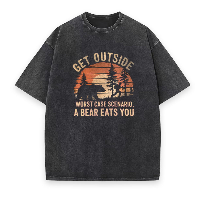 Get Outside Worst Case Scenario Funny Bear Unisex Tee