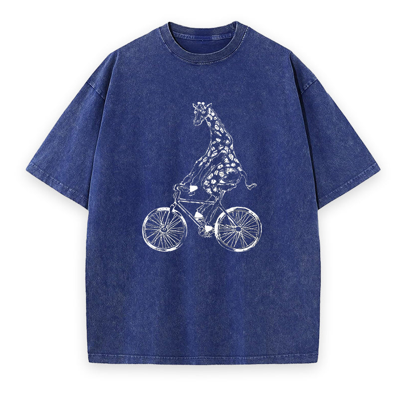 Giraffe on a Bike Unisex Tee