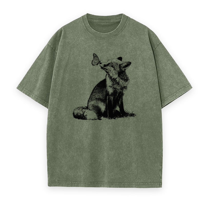 Retro Fox and Butterfly Unisex Tee