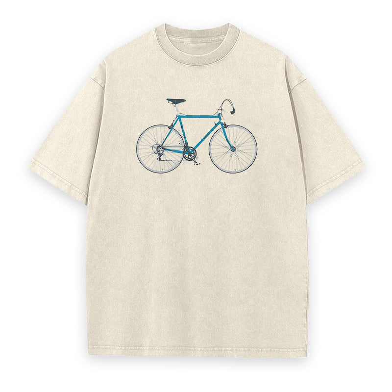 Simple Vintage Bicycle Blue Unisex Tee