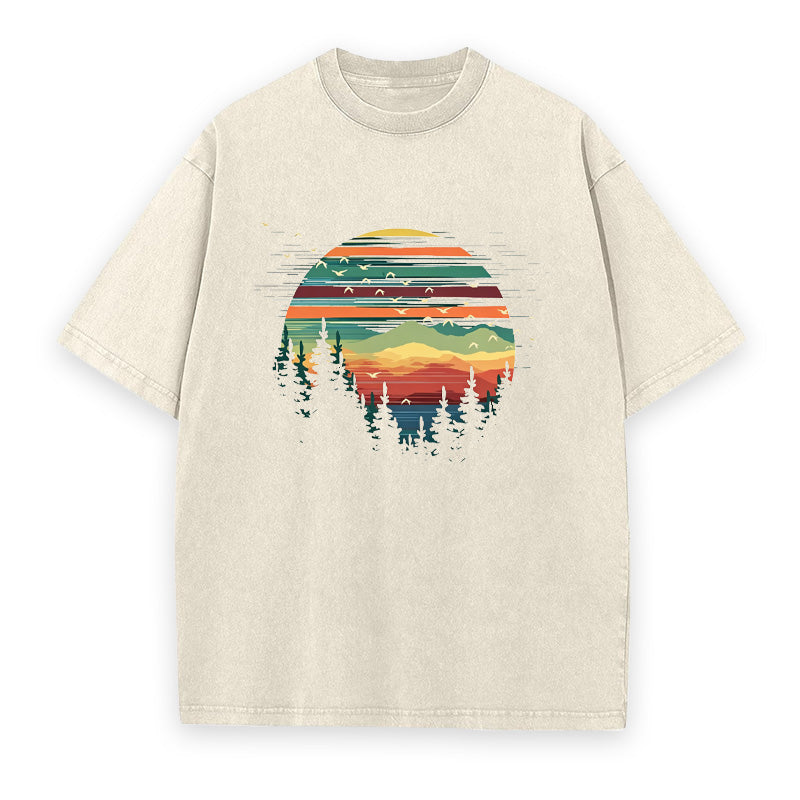 Retro Forest Sunset Unisex Tee