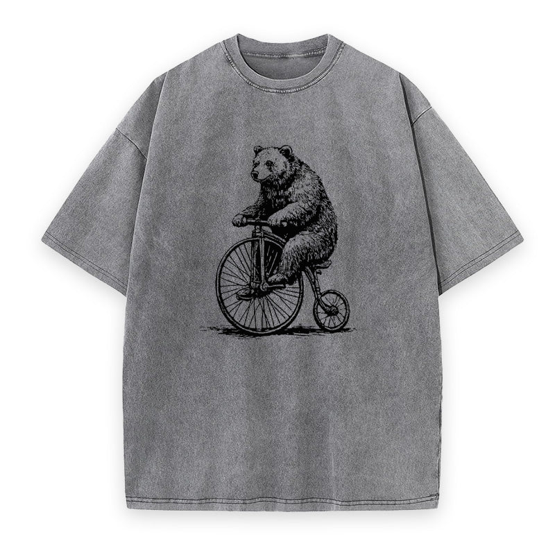 Funny Bear Riding Bicycle Unisex Tee