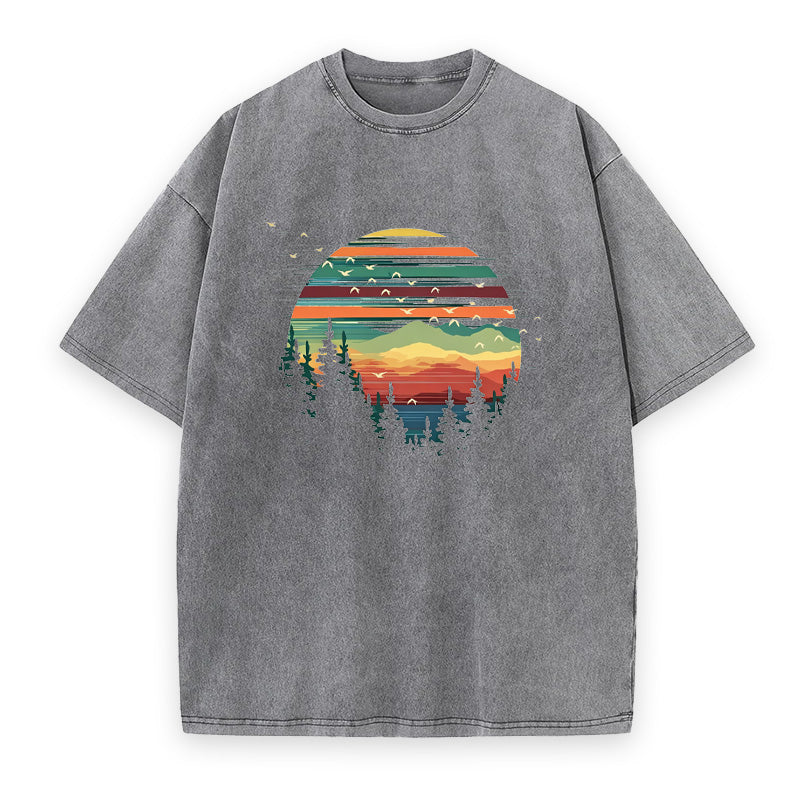 Retro Forest Sunset Unisex Tee