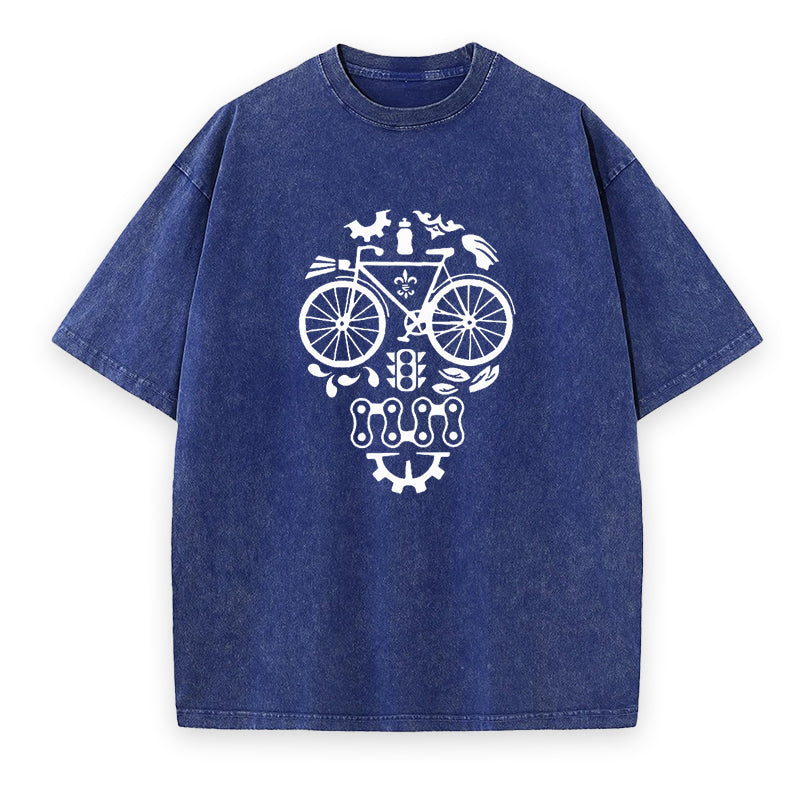 Bicycle with a skull face design Unisex Tee
