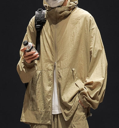 Men’s Ice Silk UV Protection Jacket – Lightweight & Breathable Outdoor Wear hood