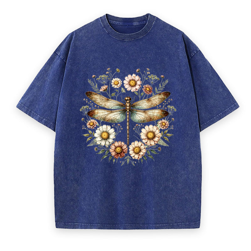Vintage Floral Dragonfly Unisex Tee