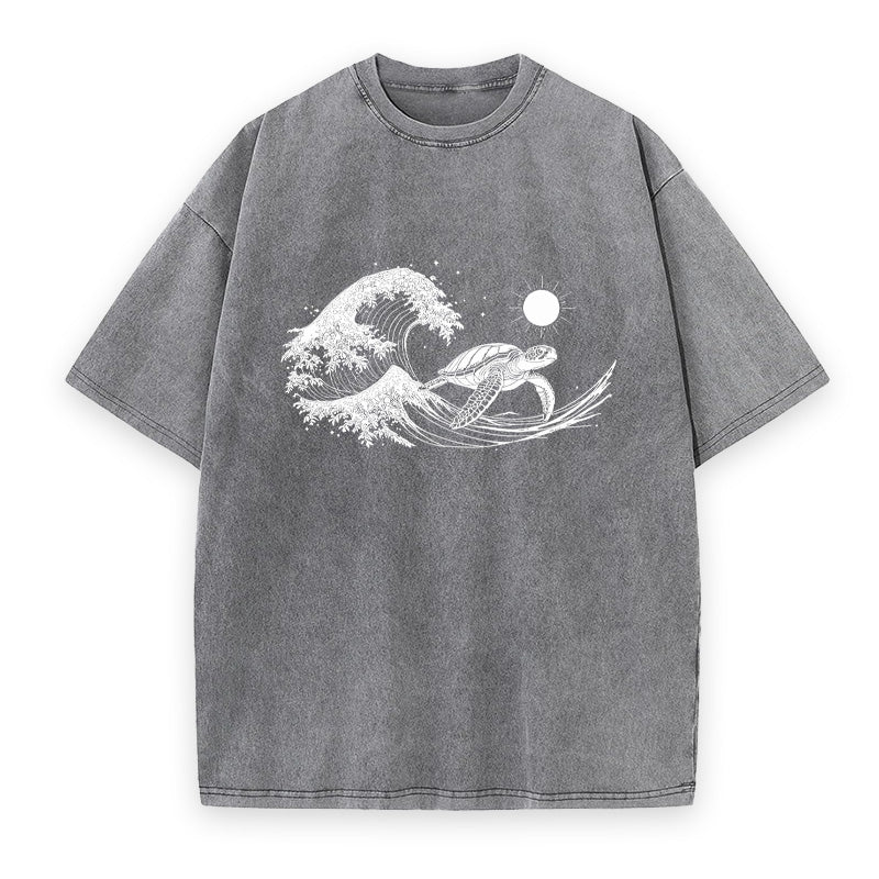 Ocean Turtle & Sunlit Waves Unisex Tee