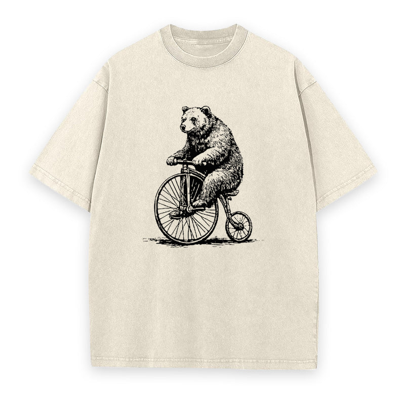 Funny Bear Riding Bicycle Unisex Tee