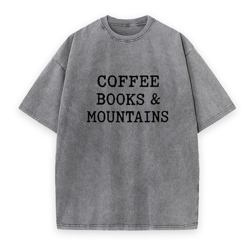 Coffee Books Mountains Unisex Tee
