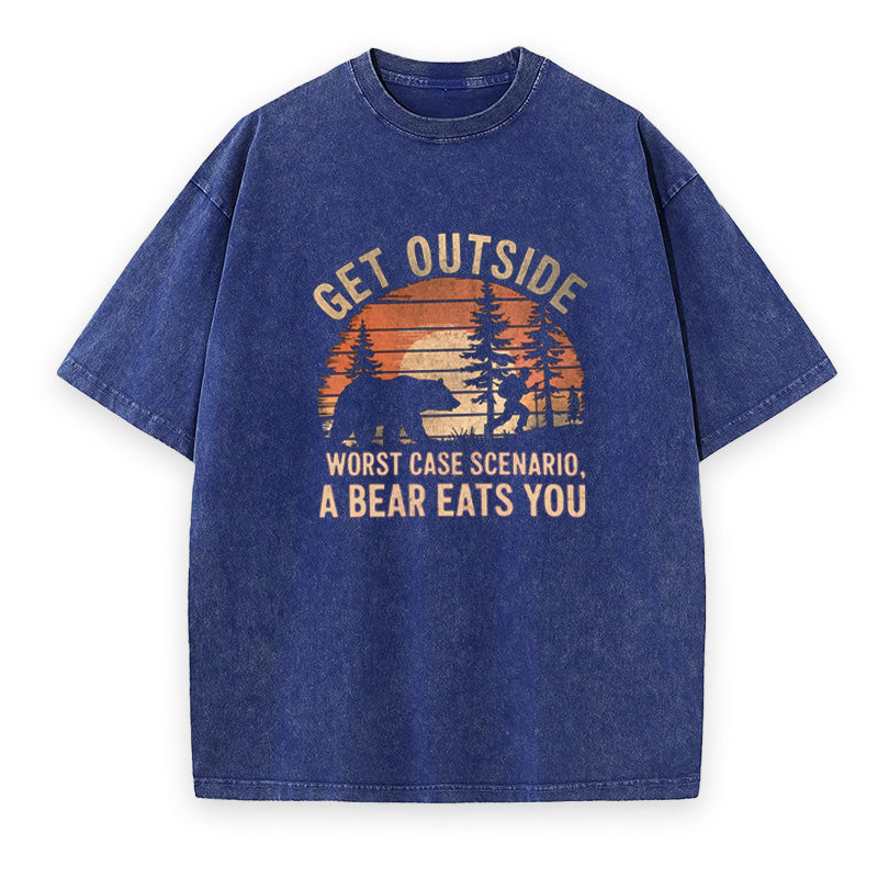 Get Outside Worst Case Scenario Funny Bear Unisex Tee