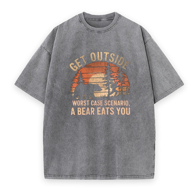 Get Outside Worst Case Scenario Funny Bear Unisex Tee