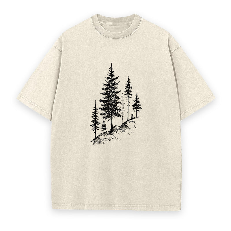 Pine Tree Forest on Mountain Side Unisex Tee