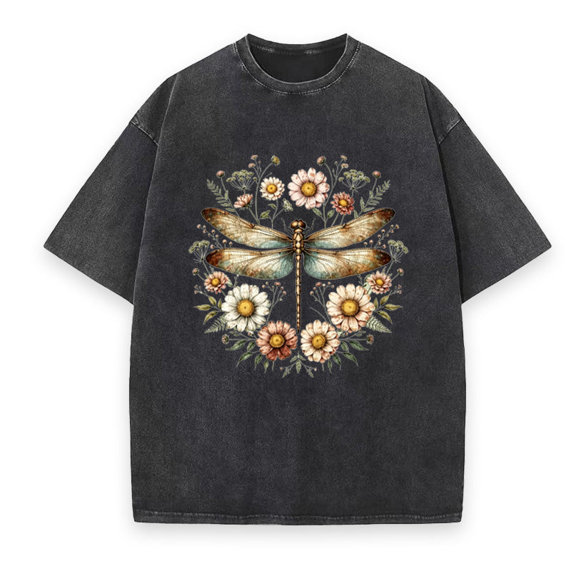 Vintage Floral Dragonfly Unisex Tee