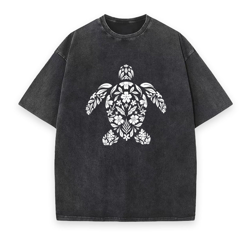 Sea Turtle Floral Unisex Tee