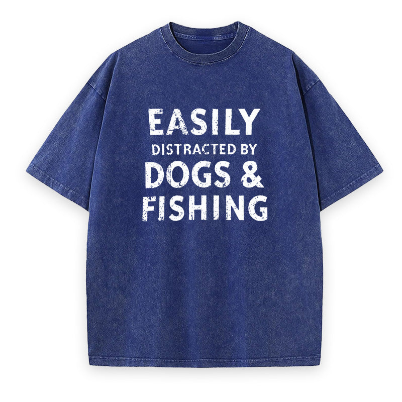 Easily Distracted By Dogs and Fishing Unisex Tee