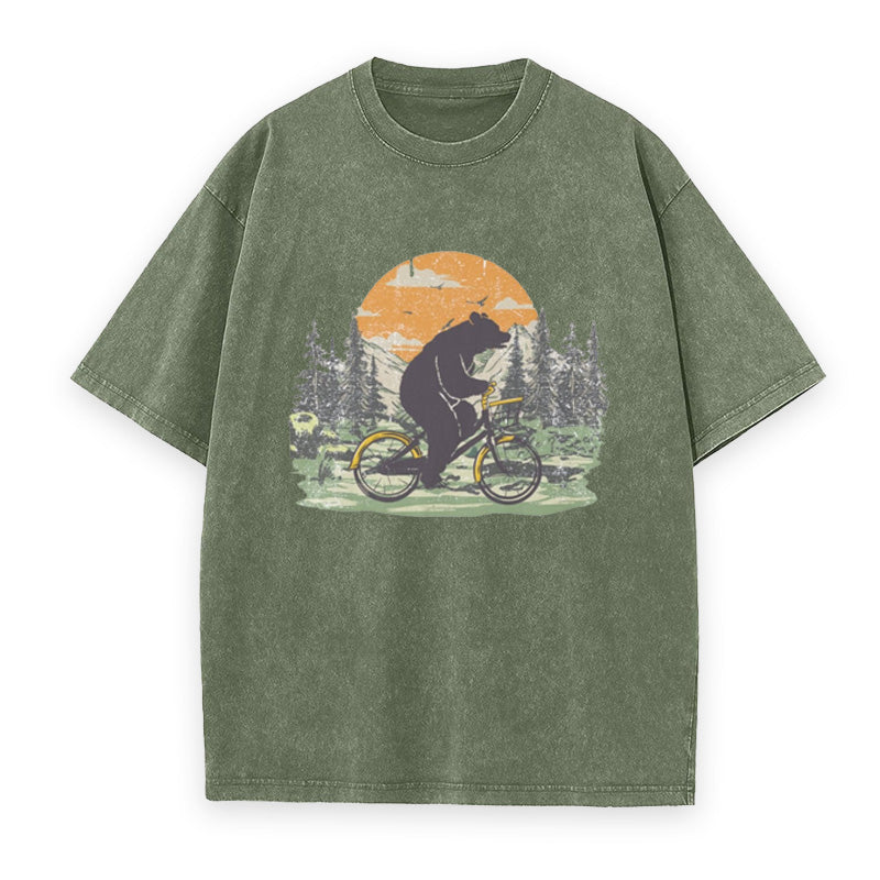 Funny Bear on Bicycle Unisex Tee