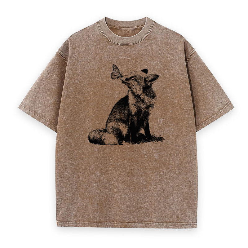 Retro Fox and Butterfly Unisex Tee