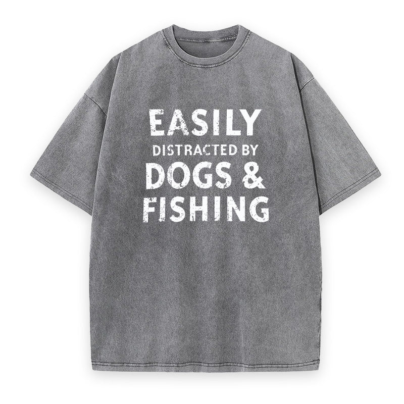Easily Distracted By Dogs and Fishing Unisex Tee