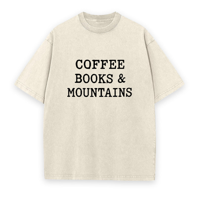 Coffee Books Mountains Unisex Tee