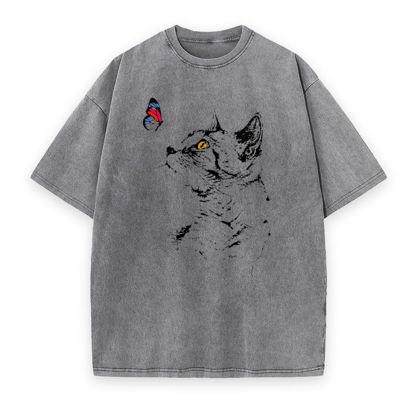 Cat and Butterfly Unisex Tee