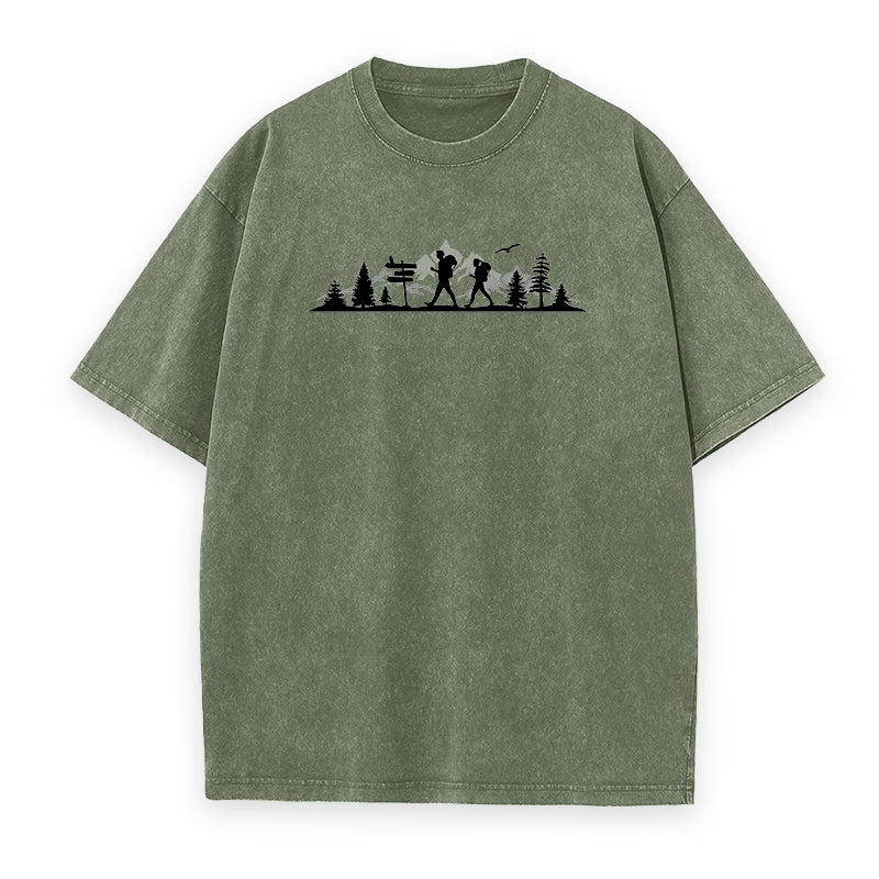 MOUNTAINS FOREST HIKING Outline Tee