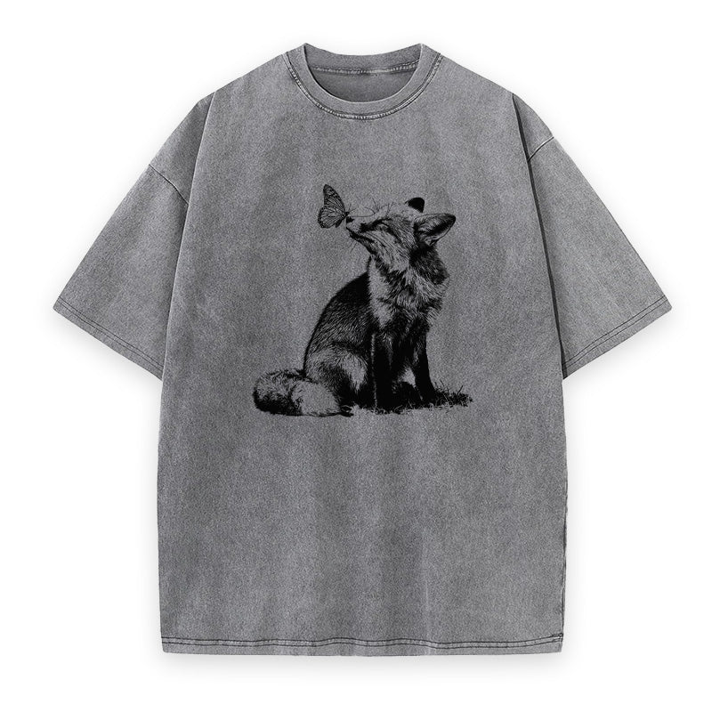 Retro Fox and Butterfly Unisex Tee