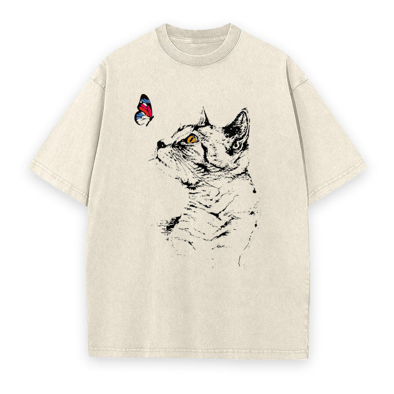 Cat and Butterfly Unisex Tee
