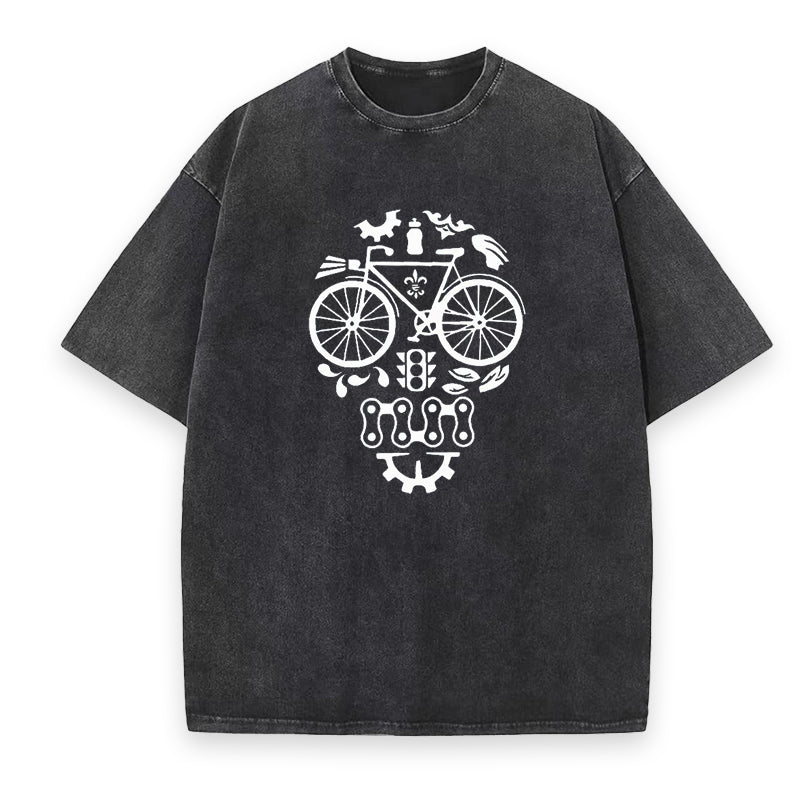 Bicycle with a skull face design Unisex Tee