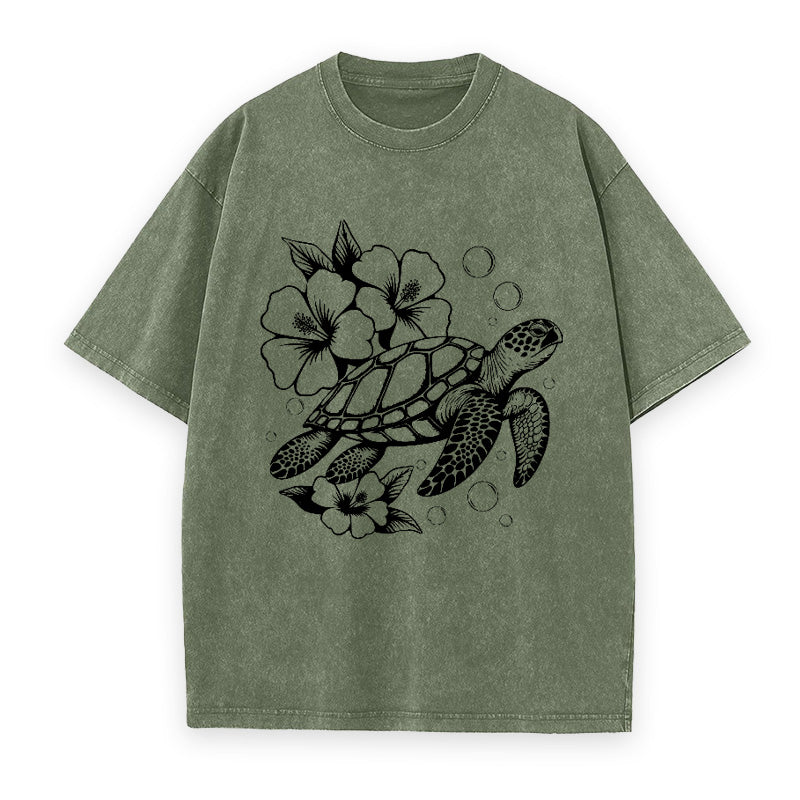 Hibiscus Sea Turtle Unisex Tee