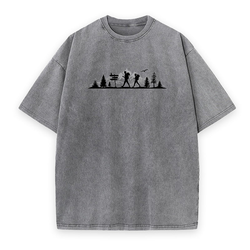 MOUNTAINS FOREST HIKING Outline Tee