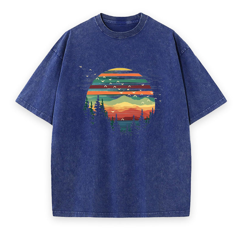 Retro Forest Sunset Unisex Tee