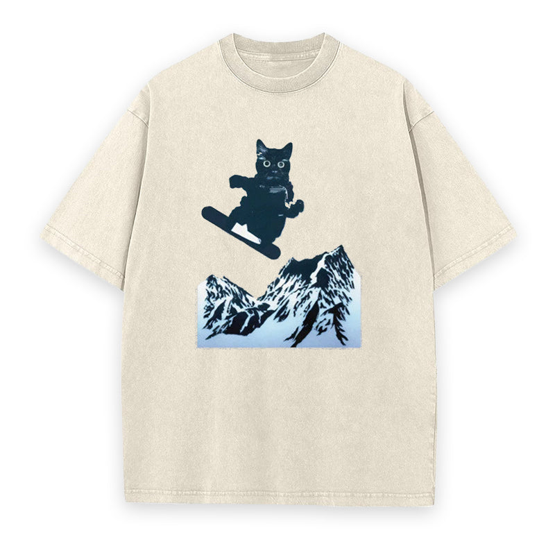 Cat Snowboard Unisex Tee