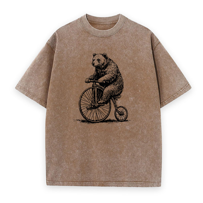 Funny Bear Riding Bicycle Unisex Tee