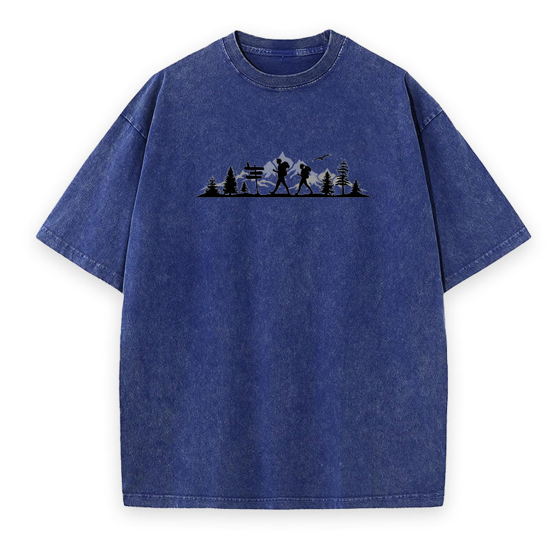 MOUNTAINS FOREST HIKING Outline Tee