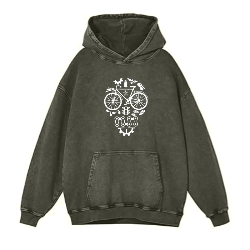 Bicycle with a skull face design hoodies