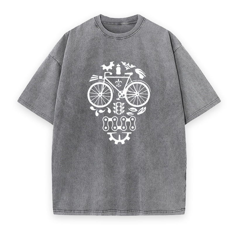 Bicycle with a skull face design Unisex Tee
