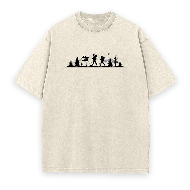 MOUNTAINS FOREST HIKING Outline Tee