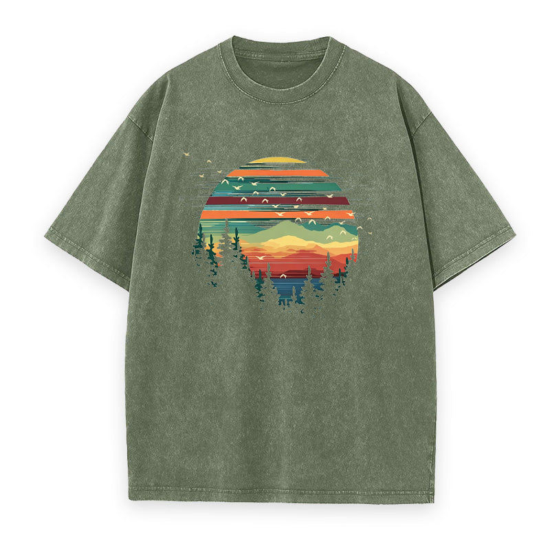 Retro Forest Sunset Unisex Tee
