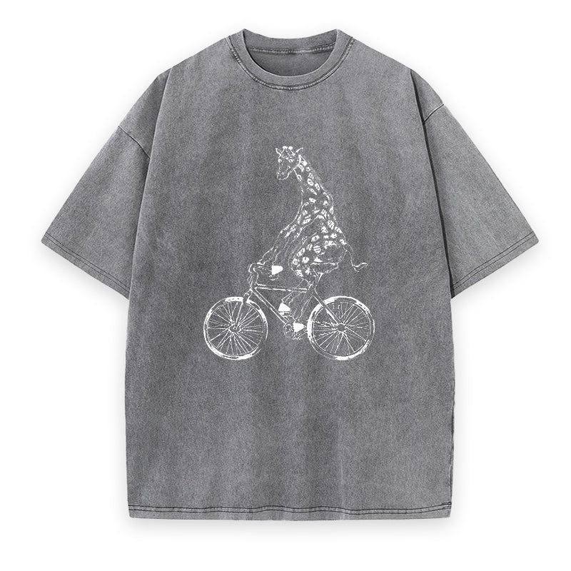 Giraffe on a Bike Unisex Tee